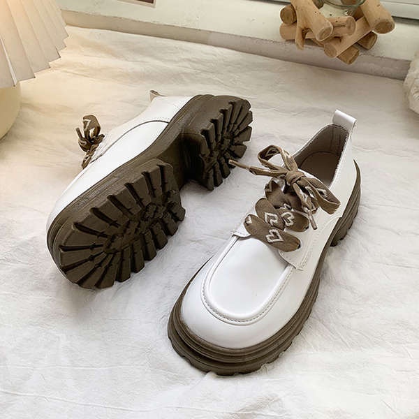 Giày Da Đế Dày Màu Trơn Phong Cách Hàn Quốc Thời Trang Mới 2023