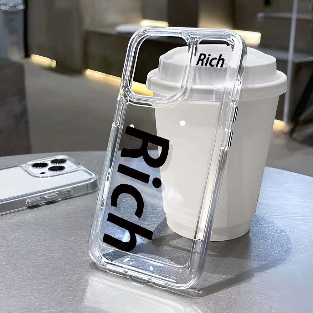 Ốp Điện Thoại Trong Suốt In Chữ get rich Cho iphone 15 pro max 11 14 13 12 7 8 plus x xr xsmaxỐp Điện Thoại Chống Sốc / Chống Trượt Chất Lượng Cao