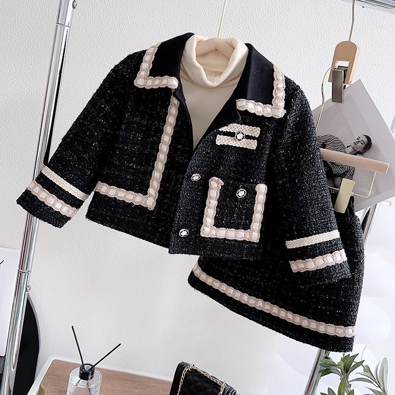 Set Áo Khoác Và Chân Váy Phong Cách Phương Tây Thời Trang Thu Đông Cho Bé Gái