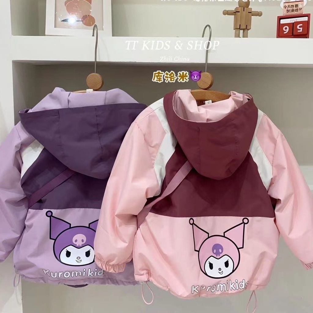 Áo Khoác Hai Lớp Có Mũ Trùm Đầu Phong Cách kuromi Dễ Thương Thời Trang Xuân Thu 2023 Cho Bé Gái