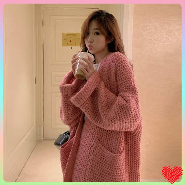 Áo Khoác cardigan Dệt Kim Dày Dặn Dáng Rộng Thời Trang Thu Đông Cho Nữ