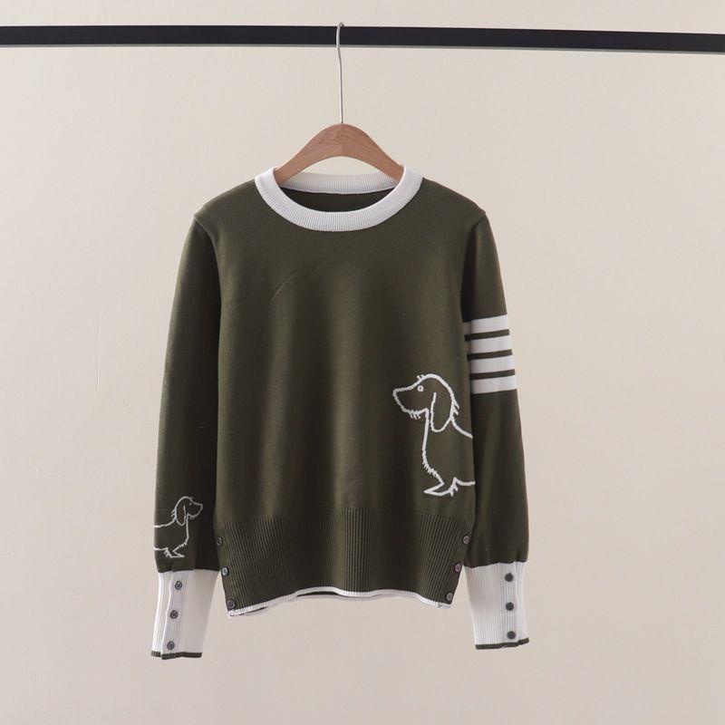 Thom browne Áo sweater pullover Cổ Tròn Màu Tương Phản Thời Trang Thu Đông 2023 Mới tb