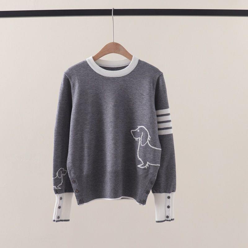 Thom browne Áo sweater pullover Cổ Tròn Màu Tương Phản Thời Trang Thu Đông 2023 Mới tb