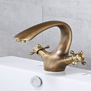 Vòi nước nóng lạnh hai lỗ bằng đồng a 01659 màu đen phong cách châu âu cổ điển