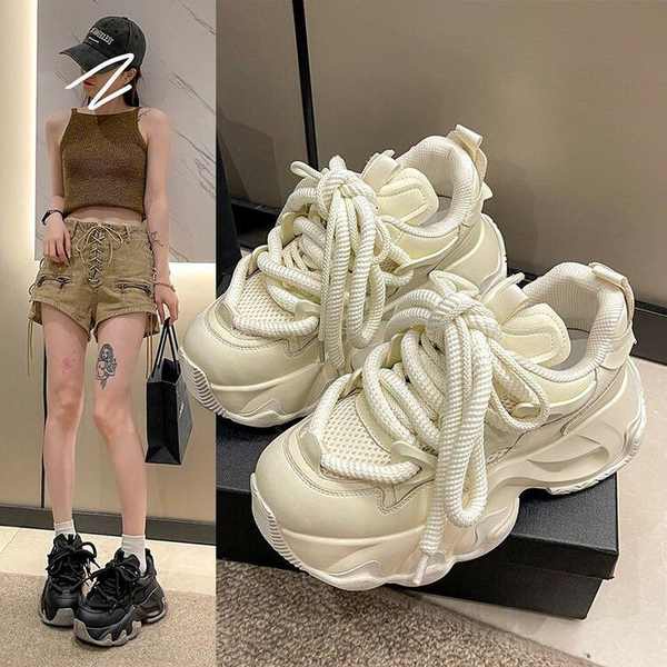 Dày nữ giày trắng thể thao thường ngày đế dày instagram mùa thu 2023