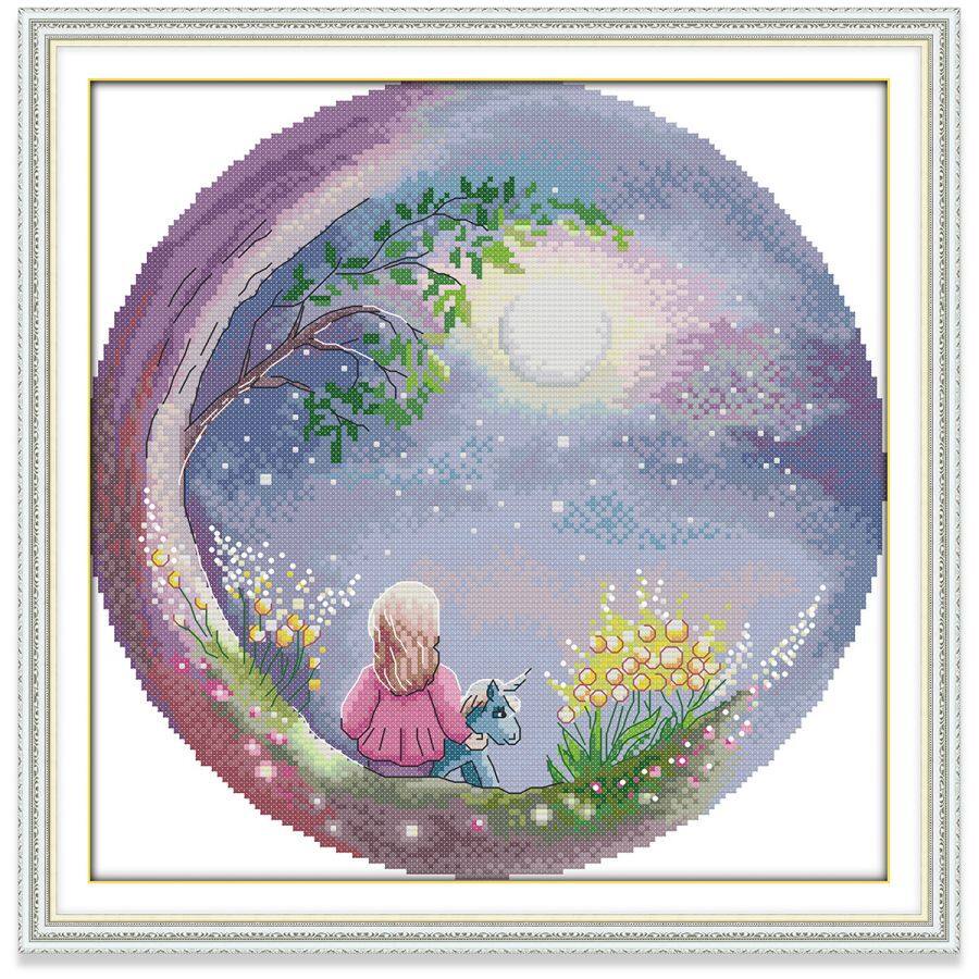 Tranh thêu chữ thập Trẻ em trai và trẻ em gái Trẻ em Người Bộ thêu chữ thập, Vải in Vải không in 14CT 11CT