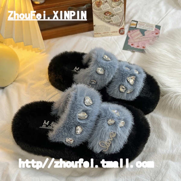 Dép cotton Phối Lông Nhung Thời Trang Thu Đông Dành Cho Nữ