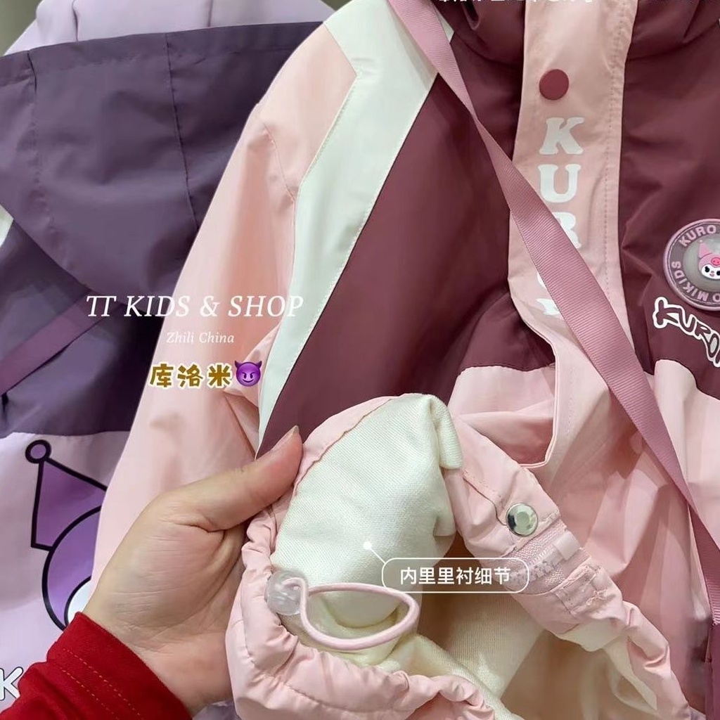 Áo Khoác Hai Lớp Có Mũ Trùm Đầu Phong Cách kuromi Dễ Thương Thời Trang Xuân Thu 2023 Cho Bé Gái