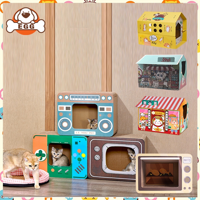 EGG Cat House Scratching With Board Bed Box Scratcher Paper COD