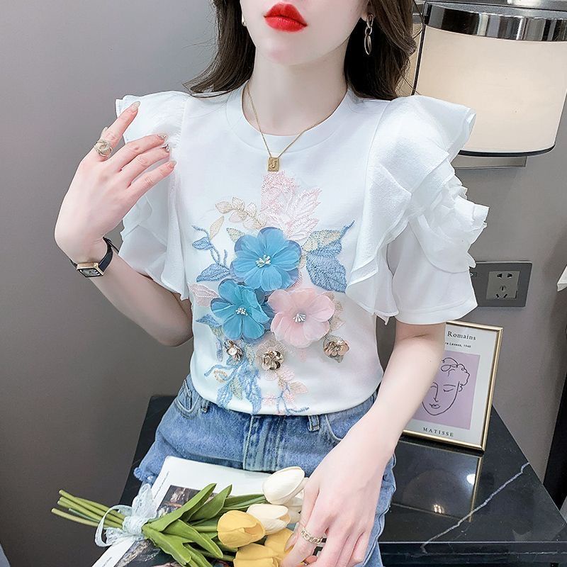 Áo Sơ Mi Tay Phồng Họa Tiết Hoa Thời Trang Mùa Hè 2023 Cho Nữ