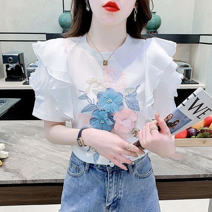 Áo Sơ Mi Tay Phồng Họa Tiết Hoa Thời Trang Mùa Hè 2023 Cho Nữ