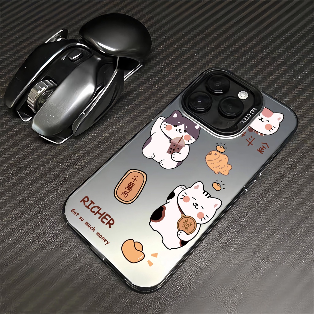 Ốp Điện Thoại imd Chống Sốc in Hình Mèo May Mắn 2 Trong 1 Cho iphone 15promax 14 11 12 13 11promax xsmax xr x 8 7plus