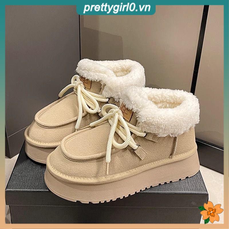 Giày Bốt cotton Lót Lông Cừu Dày Dặn Thời Trang Cho Nữ