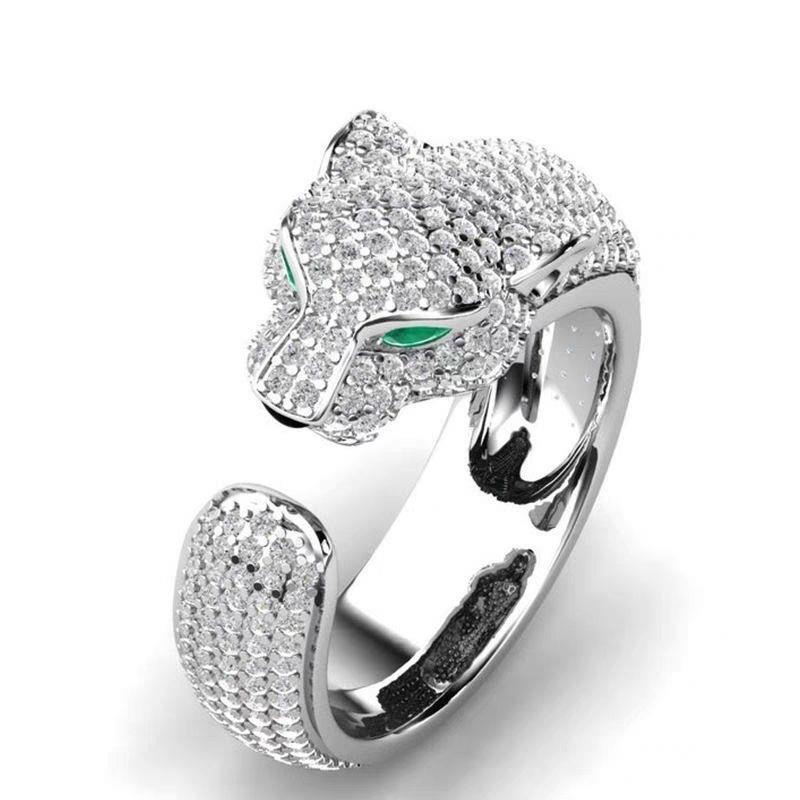 Bvlgari Nhẫn Mạ Bạc 925 Cao Cấp Không Phai Hình Đầu Báo Đơn Giản Và Cá Tính