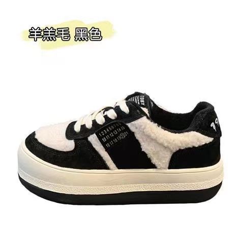 Giày Thể Thao Lót Lông Cừu Dày Dặn Ấm Áp Thời Trang Thu Đông Cho Nữ