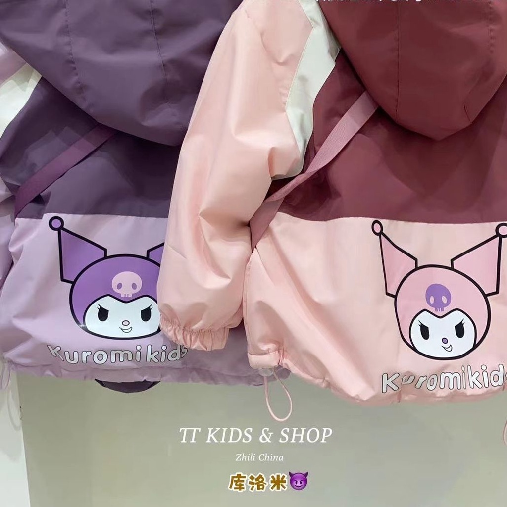 Áo Khoác Hai Lớp Có Mũ Trùm Đầu Phong Cách kuromi Dễ Thương Thời Trang Xuân Thu 2023 Cho Bé Gái
