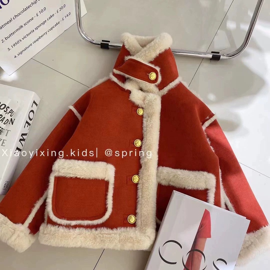 Áo Khoác Lông Dày Phong Cách Hàn Quốc Thời Trang Thu Đông Cho Bé Gái