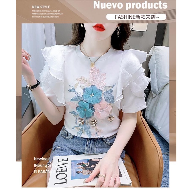 Áo Sơ Mi Tay Phồng Họa Tiết Hoa Thời Trang Mùa Hè 2023 Cho Nữ
