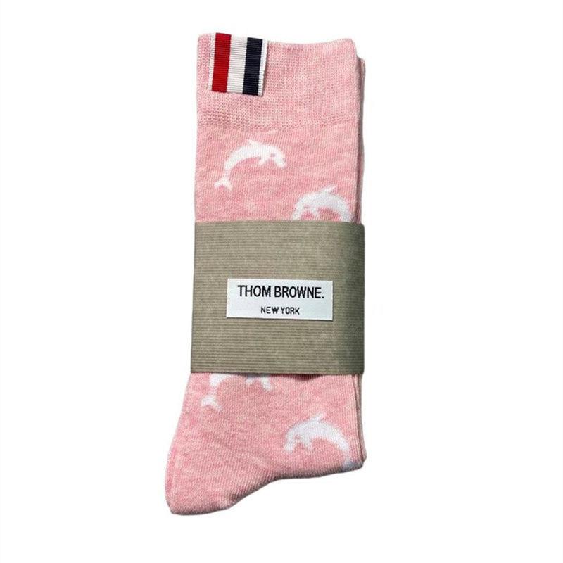 Thom browne Vớ Bắp Chân Dài Qua Gối Vải cotton Nguyên Chất Xu Hướng Nổi Tiếng jk