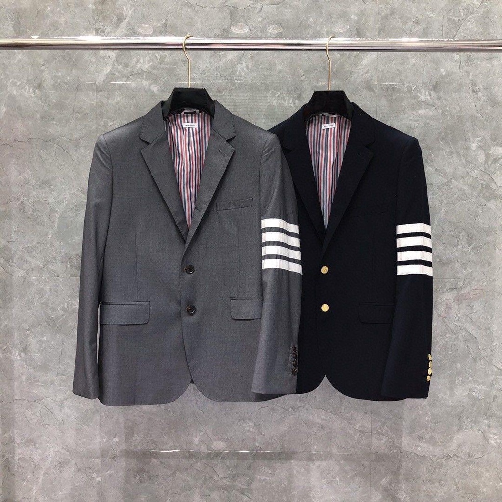 Bộ Đồ Vest Bốn Sọc Trắng / Nâu Thom Browne Mới Cao Cấp Mùa Thu Cho Nam