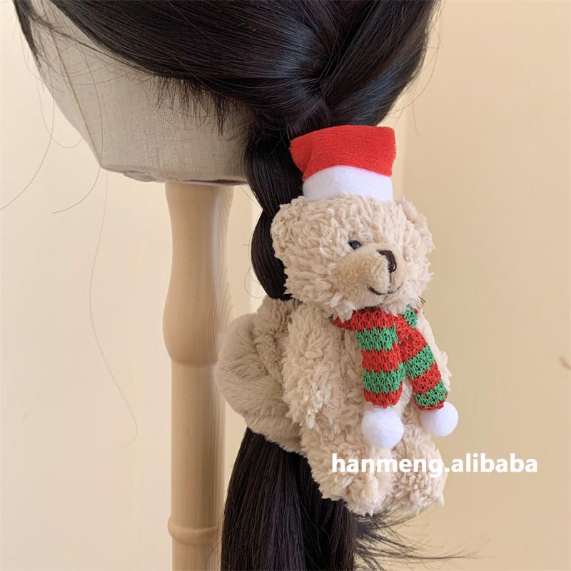 Kẹp Tóc Đuôi Ngựa Bằng Vải Bông Phong Cách Giáng Sinh Dễ Thương Độc Đáo Thời Trang Thu Đông Cho Nữ