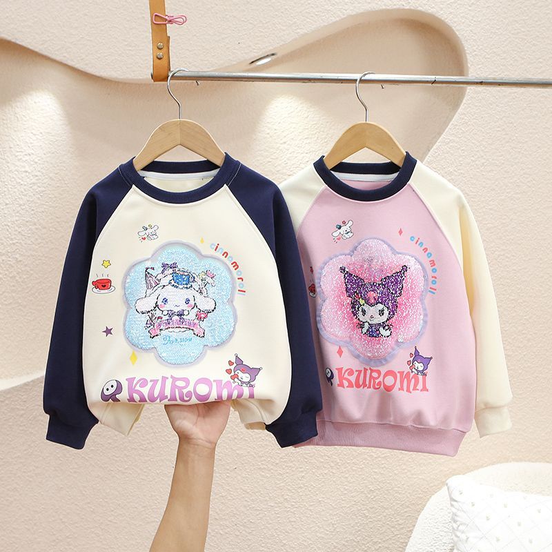Áo Sweater Cổ Tròn In Hoạt Hình Phối Màu Dễ Thương Thời Trang Xuân Thu 2023 Cho Bé Gái