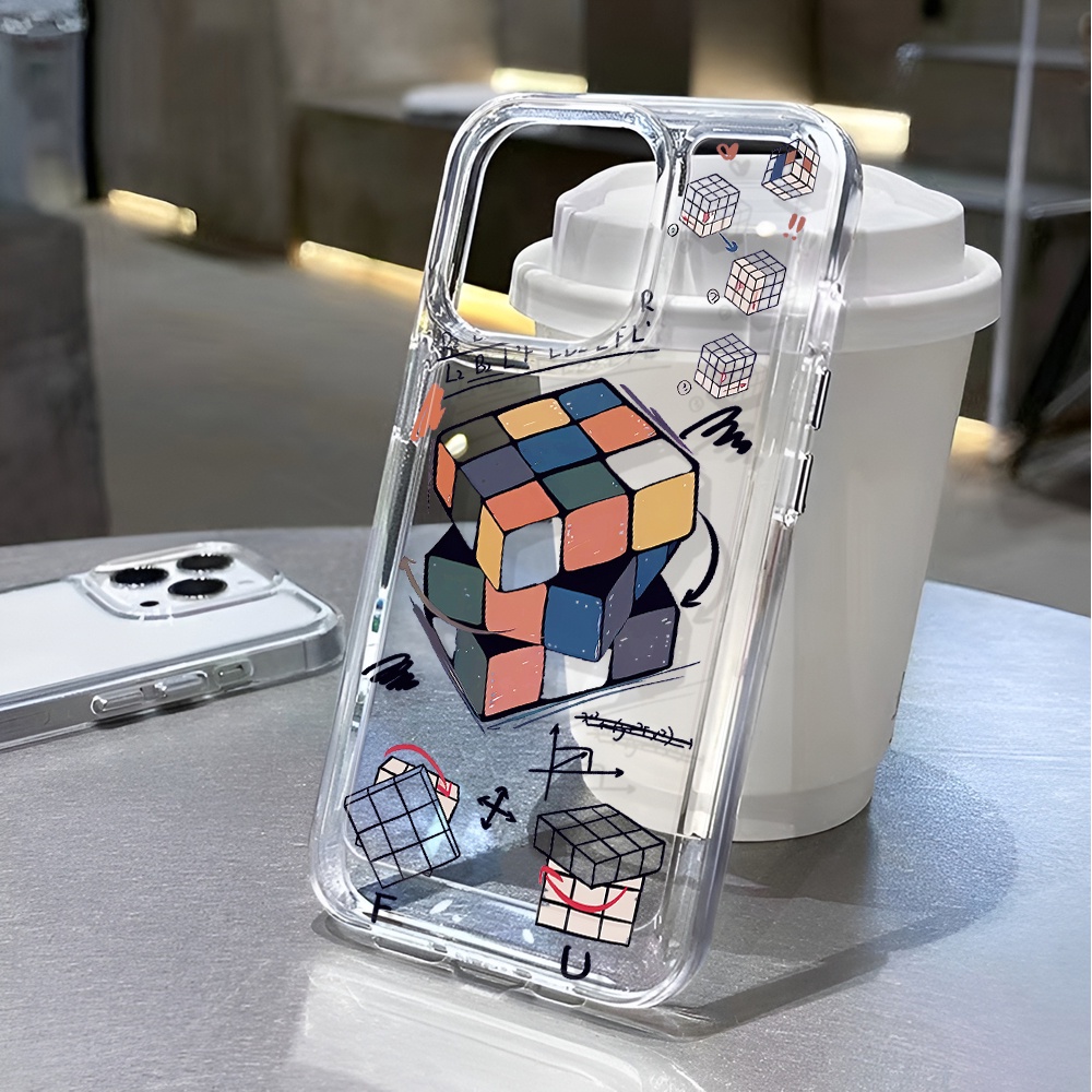 Ốp Điện Thoại Trong Suốt In Hình Khối rubik Cho iphone 15 pro max 11 14 13 12 7 8 plus x xr xsmax
