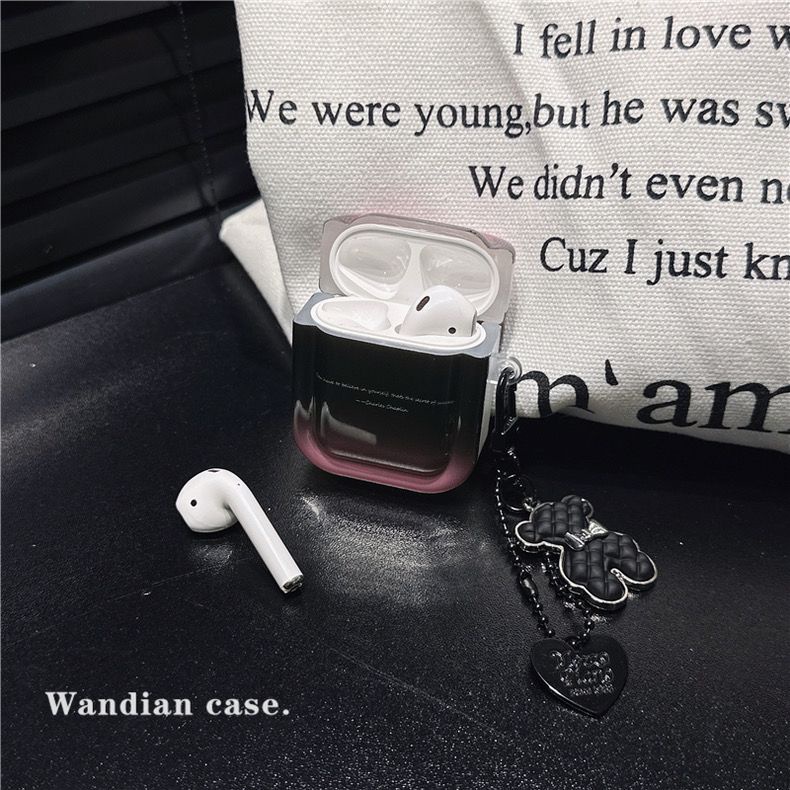 Vỏ Bảo Vệ Hộp Đựng Tai Nghe Airpods pro 2 1 / 2 / 3 Bằng Silicon Mềm Chống Sốc Màu Đen Phối Bột Đen Thời Trang Cao Cấp