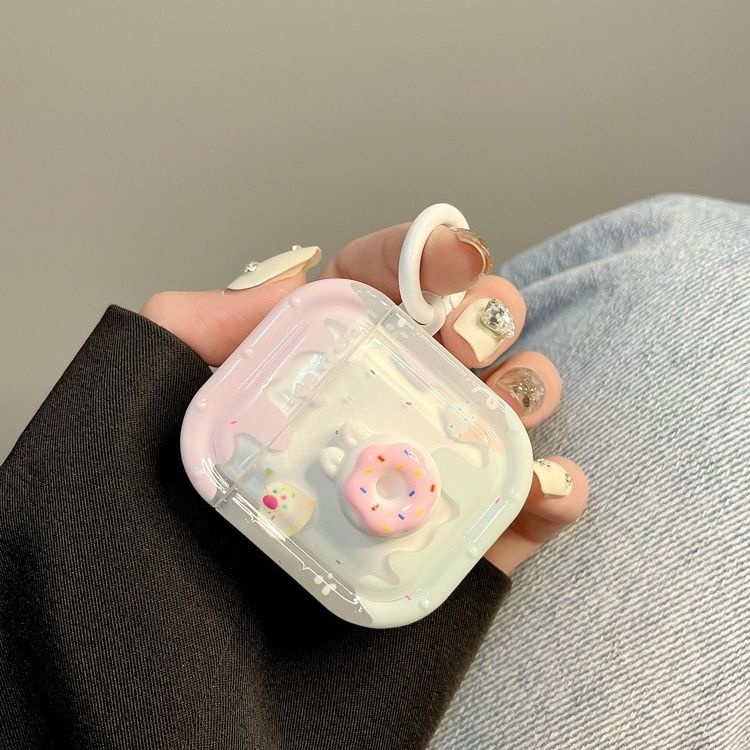 Vỏ Bảo Vệ Hộp Sạc Tai Nghe bluetooth Không Dây airpods pro / 2 / 3 / 3 Hình Kem / donut Dễ Thương