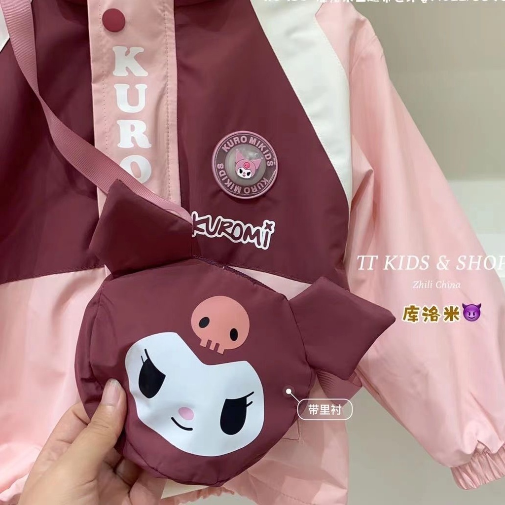 Áo Khoác Hai Lớp Có Mũ Trùm Đầu Phong Cách kuromi Dễ Thương Thời Trang Xuân Thu 2023 Cho Bé Gái