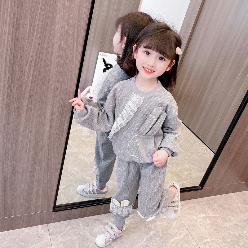 Set Đồ Thể Thao Hai Món Họa Tiết Hoạt Hình Thời Trang Xuân Thu 2023 Cho Bé Gái