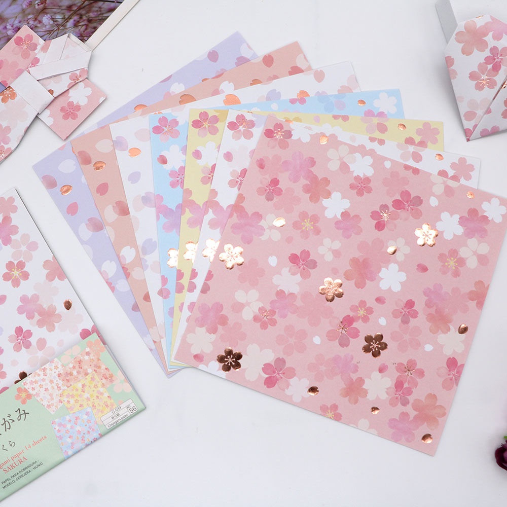 Giấy Xếp origami Hình Vuông 15cm Họa Tiết Hoa Anh Đào Làm Bằng Tay diy❤10.19❤