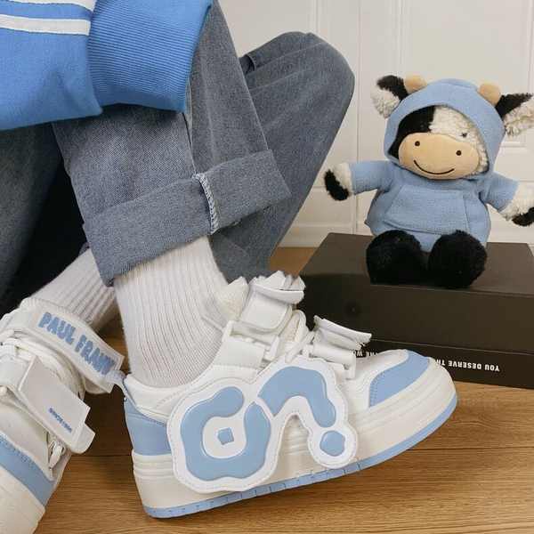 Giày thể thao nữ giày trắng đầu tròn đế dày Velcro