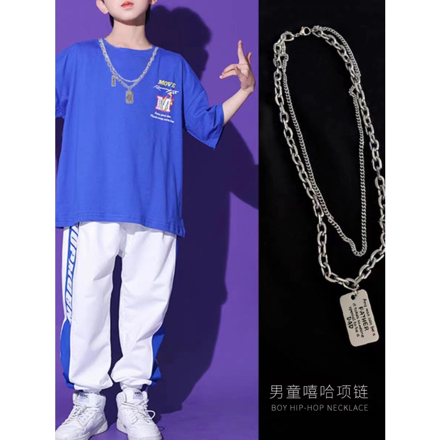 ✨Hàng Sẵn Sàng✨ Dây Chuyền Hai Lớp Mặt Vuông In Chữ Tiếng Anh Phong Cách Hiphop Đường Phố Cho Bé Trai Gái