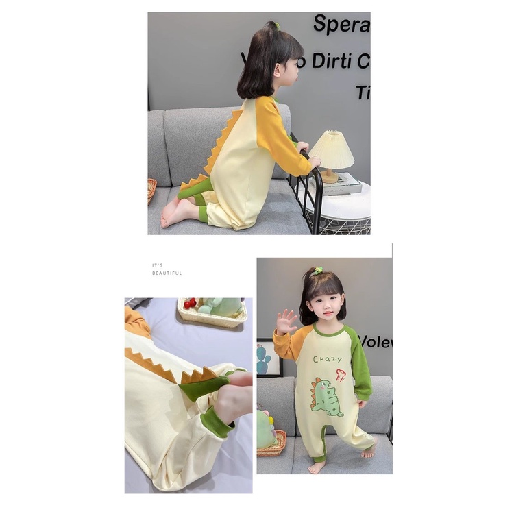 Bộ Đồ Ngủ Liền Thân Hình Khủng Long Hoạt Hình Dễ Thương Cho Bé