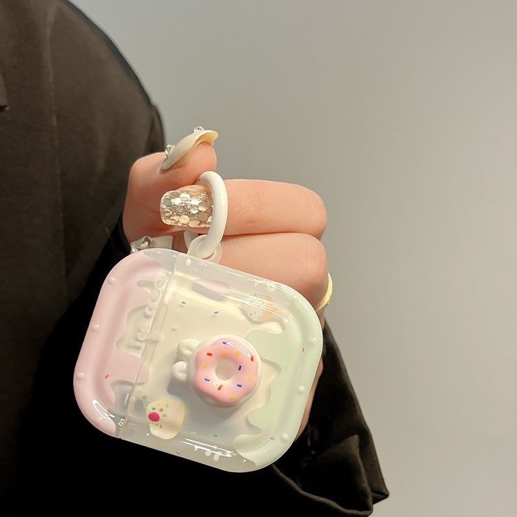 Vỏ Bảo Vệ Hộp Sạc Tai Nghe bluetooth Không Dây airpods pro / 2 / 3 / 3 Hình Kem / donut Dễ Thương