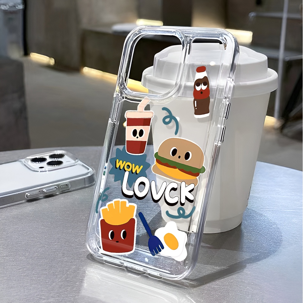 Ốp Điện Thoại Tpu Trong Suốt In Hình Bánh Hamburger Khoai Tây Chiên Cho iphone 15 pro max 11 14 13 12 7 8 plus x xr xsmax