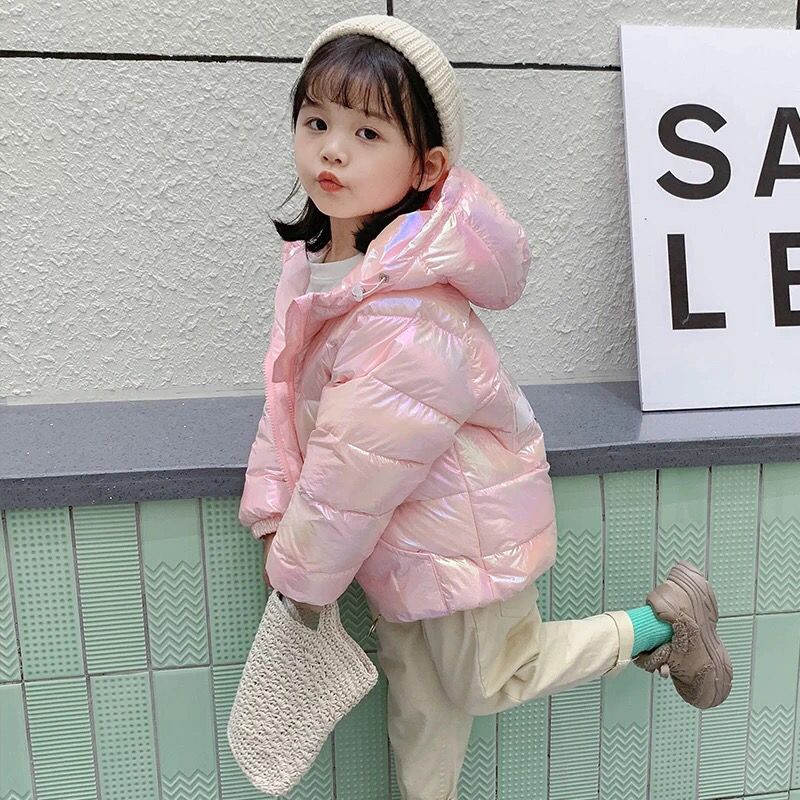 Áo Khoác Phao Dày Không Giặt Nhiều Màu Sắc Bóng Bẩy Cho Bé Trai Và Bé Gái