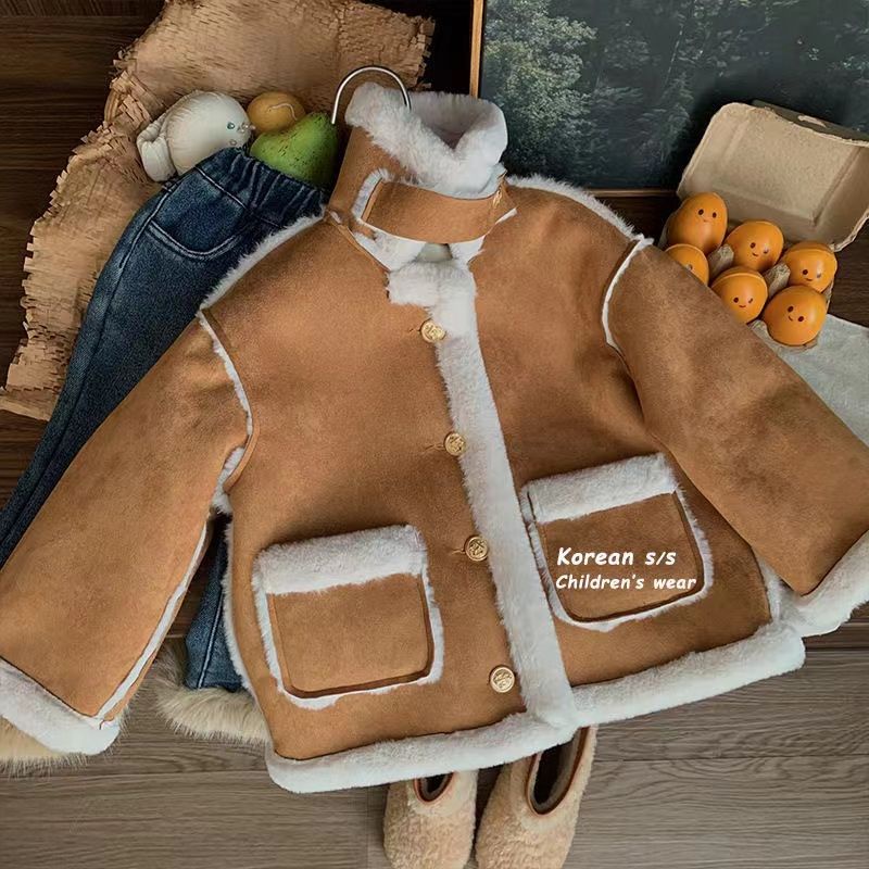 Áo Khoác Lông Dày Phong Cách Hàn Quốc Thời Trang Thu Đông Cho Bé Gái