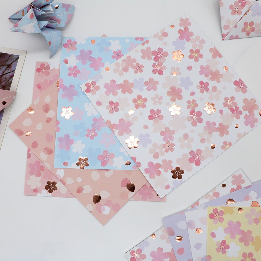 Giấy Xếp origami Hình Vuông 15cm Họa Tiết Hoa Anh Đào Làm Bằng Tay diy❤10.19❤