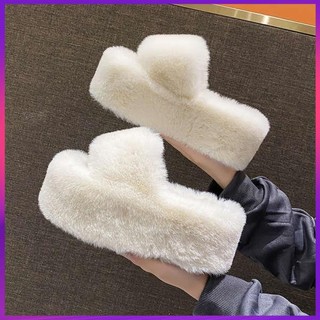 Dép Đế Dày 6CM Phối Lông Xinh Xắn Dành Cho Nữ