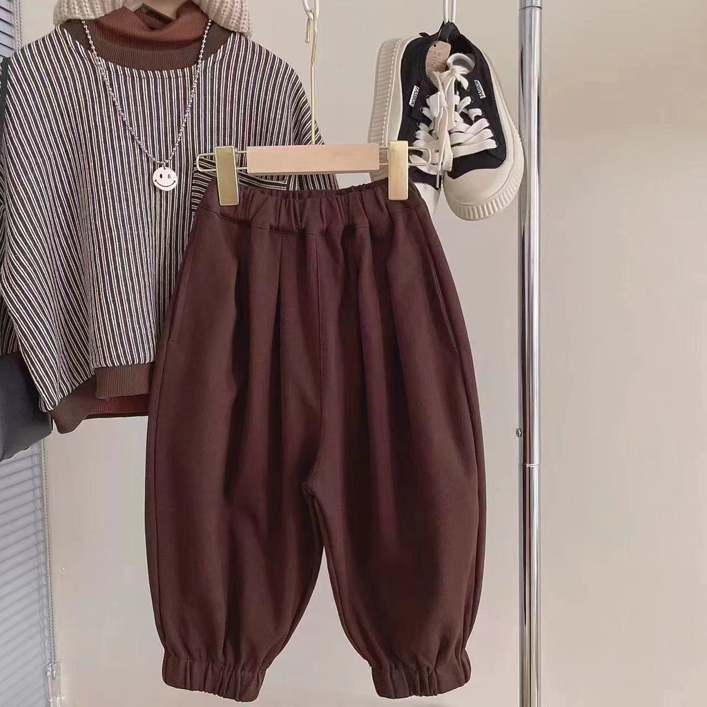 Bộ Áo Sweater Kẻ Sọc + Quần Dài Thời Trang Xuân Thu Phong Cách Hàn Quốc Cho Bé Trai Và Gái