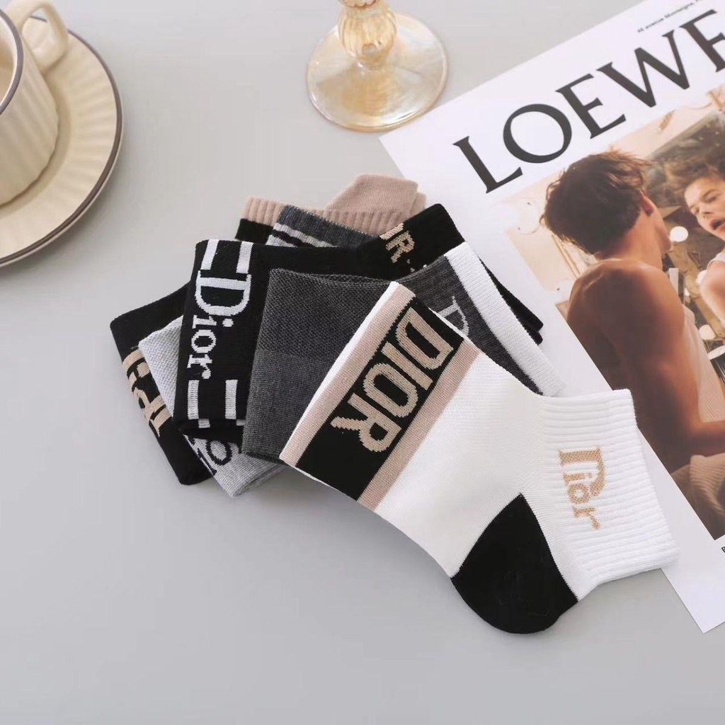 Dior Set 5-10 Đôi Tất Thời Trang Xuân Thu Phong Cách Hàn Quốc Cho Nam Giới