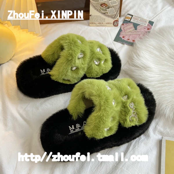 Dép cotton Phối Lông Nhung Thời Trang Thu Đông Dành Cho Nữ