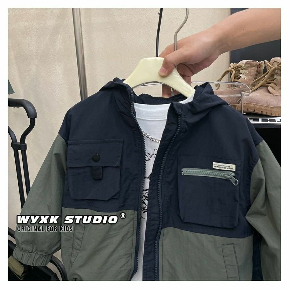 Áo Khoác Mỏng Có Mũ Trùm Thời Trang Xuân Thu 2023 Mới Dành Cho Bé Trai