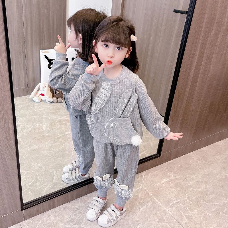 Set Đồ Thể Thao Hai Món Họa Tiết Hoạt Hình Thời Trang Xuân Thu 2023 Cho Bé Gái