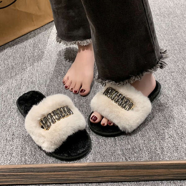 Dép cotton Phối Lông Nhung Phong Cách Thời Trang Mới 2023 Dành Cho Nữ