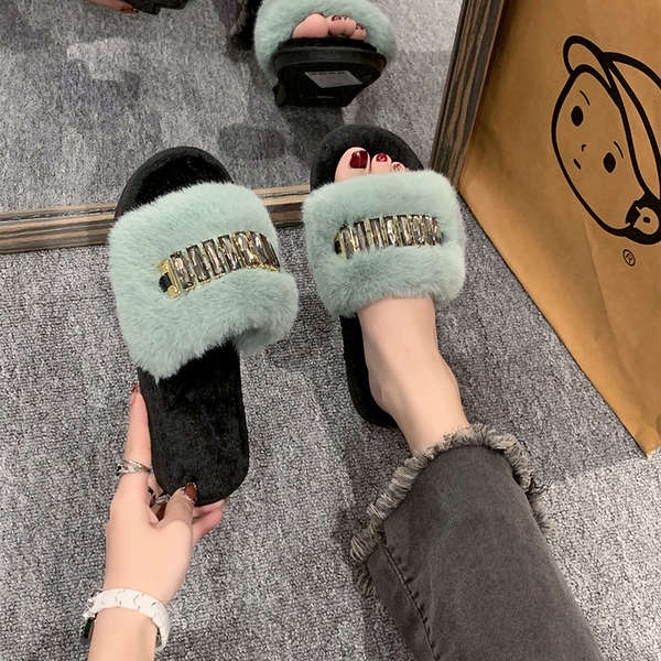 Dép cotton Phối Lông Nhung Phong Cách Thời Trang Mới 2023 Dành Cho Nữ