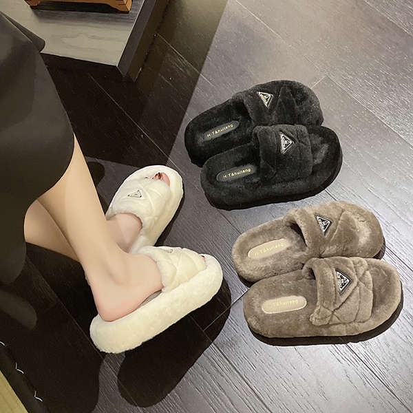 Dép cotton Cao Cấp Phối Lông Nhung Phong Cách Thời Trang Mới 2023