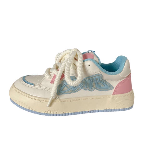 Giày thể thao nữ dopamine đế dày bánh mì thể thao giày trắng INS